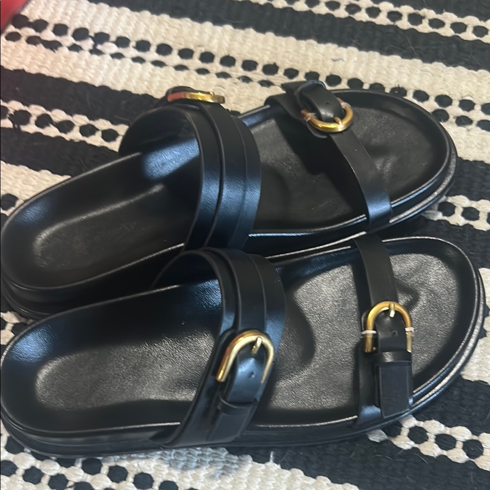 Zara Black Sandals with Gold Accents
